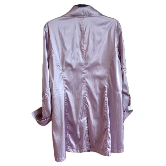 M Monogram Lavender Satin Car Coat Interior Floral Embroidery Mauve Trench L - Picture 3 of 16